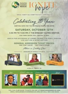 Ranch Hands Rescue Celebrates The  "IGNITE HOPE GALA" Working To Open Bob’s House Of Hope, The First-Of-Its-Kind, Long-Term Residential Safe House And Aftercare For Sexually Exploited Young Men